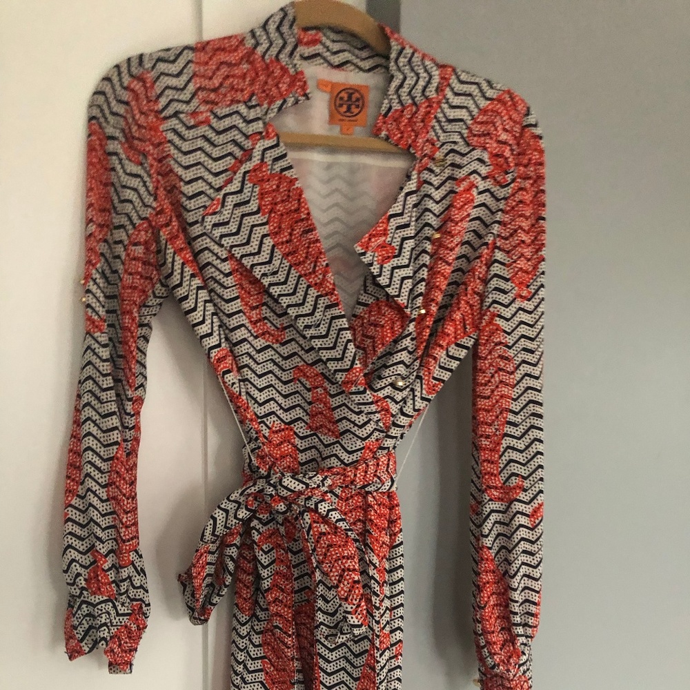 Tory Burch Orange Liseth Printed Dress